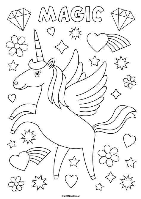 printable unicorn coloring pages kidsworksheetfun