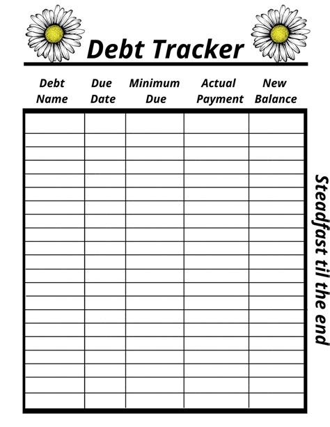credit card debt tracker printable