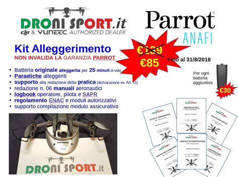 parrot anafi kit alleggerimento enac  minuti volo garanzia home facebook