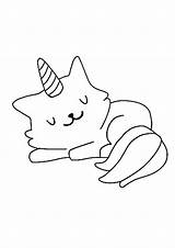 Cat Unicorn Pages Cute Coloring Sleeping Little Coloringpagesonly sketch template