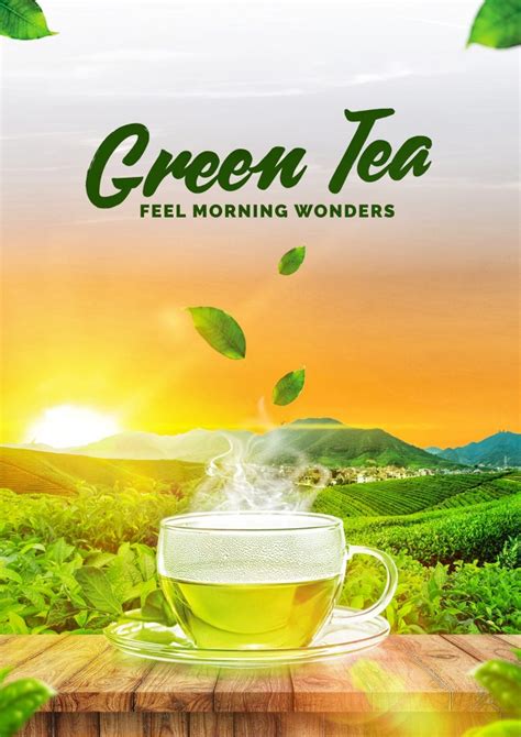 peaceful green tea poster design zakey design