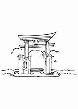 Itsukushima Schrein Wahrzeichen Denkmal Ausmalbilder Ausmalbild Ausdrucken sketch template