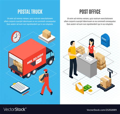 vertical mail isometric banner set royalty  vector