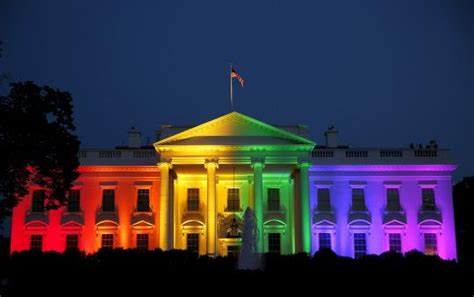 white house buildings across the country light up in rainbow colors to