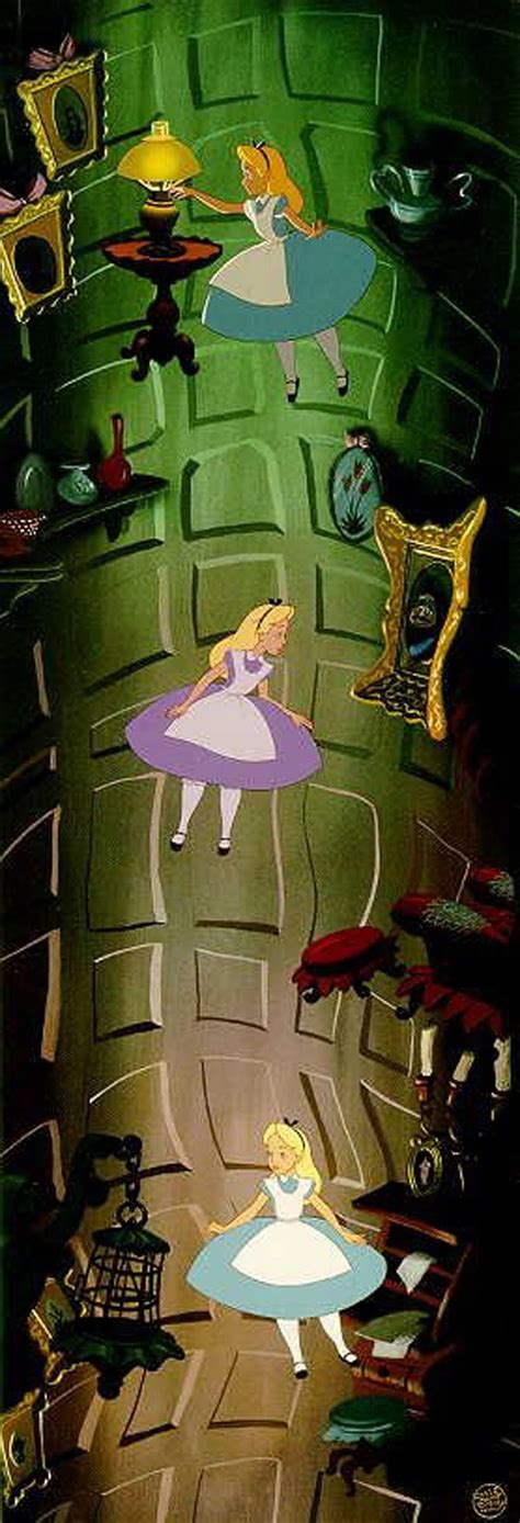 alice falling down the rabbit hole 1951 alice in wonderland