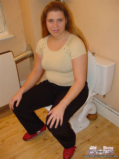 Fatty Red Head Lady Sucked Cock In The Toilet Before