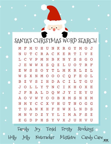 christmas word searches   printables printabulk