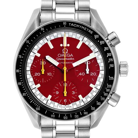 omega speedmaster schumacher red dial automatic mens