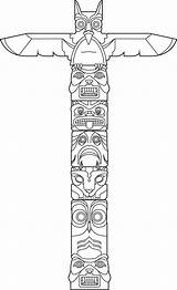 Totem Pole Drawing Poles Native American Totems Vector Drawings Easy Kids Crafts Tiki Owl Indian Symbols Eagle Animal Printable Craft sketch template