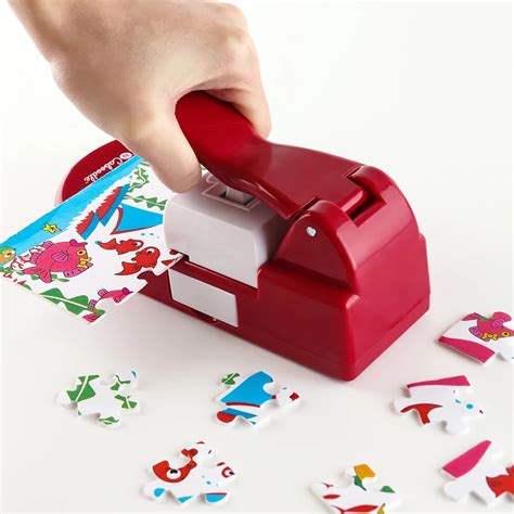 red green creative jigsaw puzzle making machine picture photo cutter