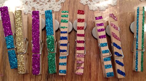 kids party craft glittered clothespin magnets   celebrate