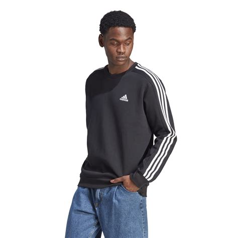 adidas mens  stripe sweatshirt pullover casual long sleeve crew neck top ebay