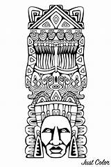 Mayan Coloring Aztec Totem Pages Mayans Inca Masks Incas Adult Printable Inspiration Aztecs Adults Print Inspired Color Maya Incredible Coloriage sketch template