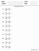 Fractions Worksheets Math Adding Multiplying Aids Dividing Fraction Multiplication Problems Number Worksheet Grade Simple Equivalent Subtracting Printable Denominator Students Practice sketch template