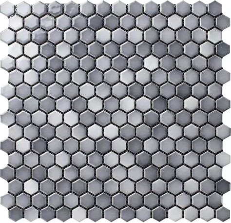 Shades Of Gray 3 4 Hexagon Porcelain Mosaic Tile