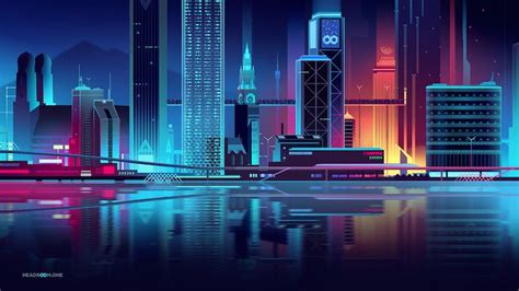 beautiful vibrant illustrations of city skylines made with photoshop