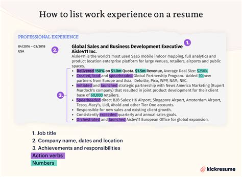 describe  work experience   resume examples kickresume