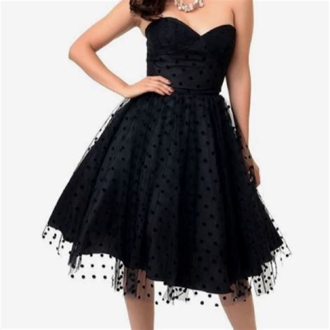 modcloth nwot unique vintage black dot prom dress from ashley s