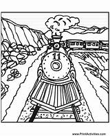 Train Coloring Pages Tracks Steam Track Printable Railroad Drawing Sheets Draw Trains Travel Colouring Old Santa Kids Color Engine Countryside sketch template
