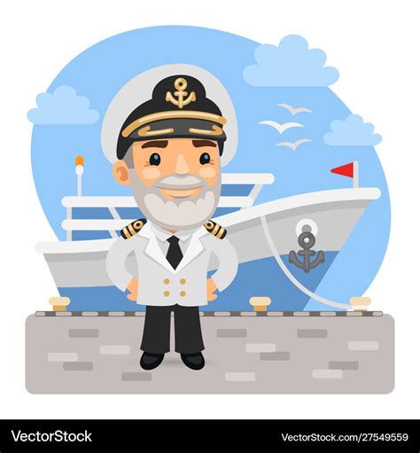 cartoon captain  ship royalty  vector image