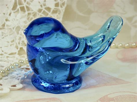 Bluebird Glass Figurine Glass Blue Bird Blue Glass Bird Etsy