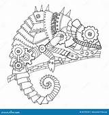 Steampunk Chameleon sketch template