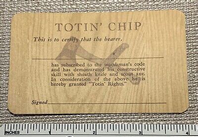 vintage totin chip boy scout woodsmans code pocket card bsa member