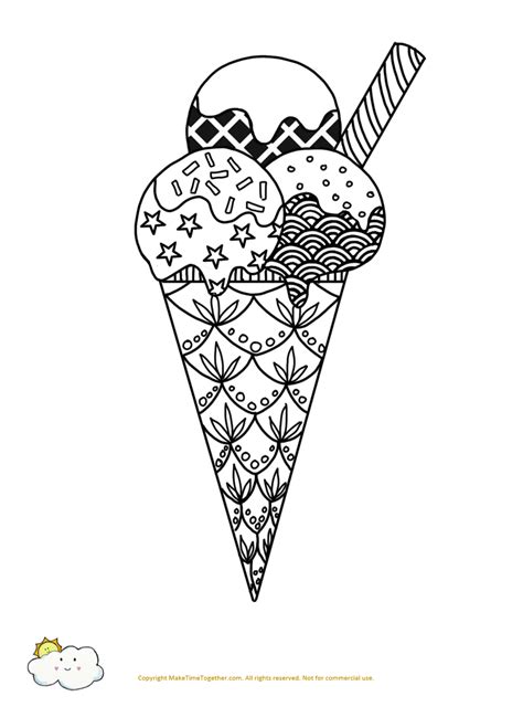ice cream colouring page  time