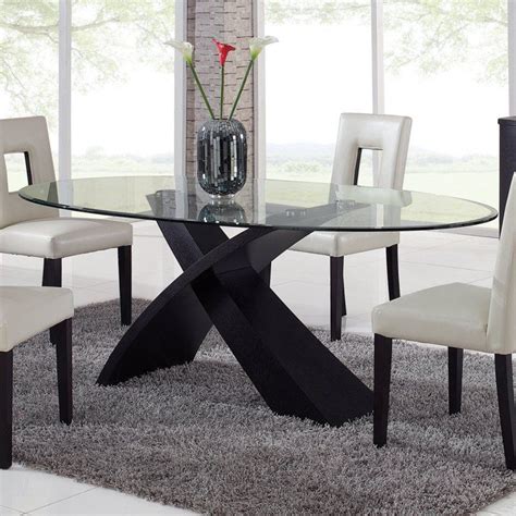 oval shape glass dining table set glass designs