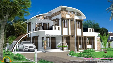 house curved roof style kerala home design  floor plans