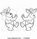 Jackalope Dancing Couple Coloring Clipart Cartoon Outlined Vector Cory Thoman Presenting Romantic Rose sketch template