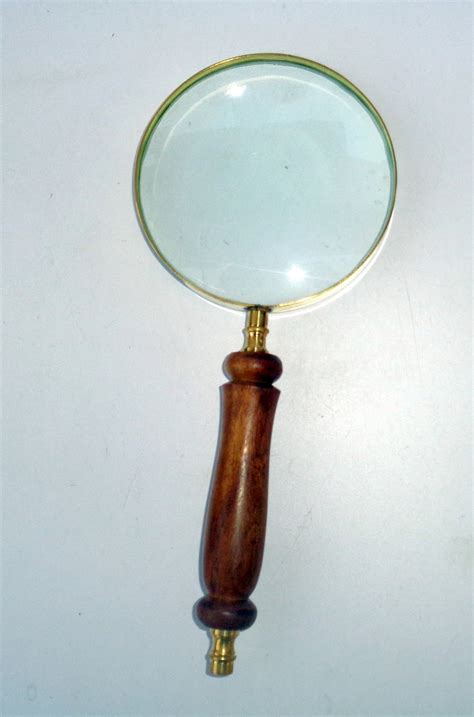 Antique Vintage Brass Wooden Handle Magnifying Glass Magnifier Etsy