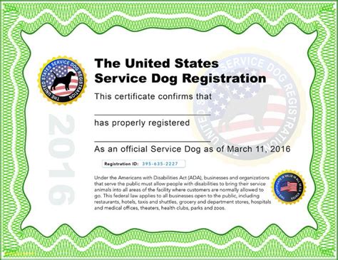 service dog certificate template printable printable blank world