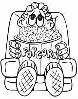 Coloring Popcorn Movie Pages Eating Cinema Kids Theater Movies Drawing Boy Color Tickets Colouring Family Sheet Theatre Kid Clipart Popular sketch template