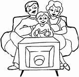 Tv Coloring Pages Family Para Colorear Ver Front Con Jessie Show Color Printable Televisión Sofa Living Room Familia La Memes sketch template