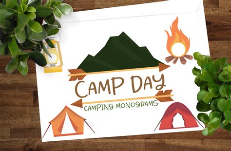 camp day camping monograms graphic  firefly designs creative fabrica