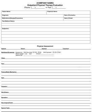 outpatient physical therapy evaluation small business  forms