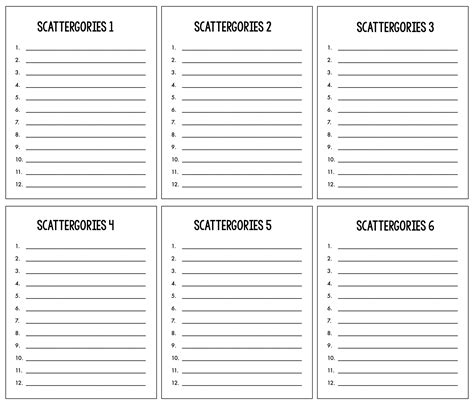 printable scattergories sheets     printablee