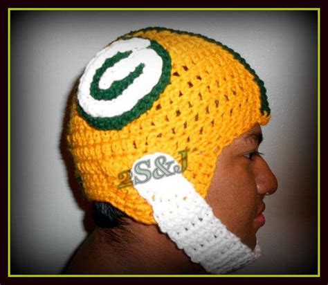 Crocheted Adult Unisex Hat Helmet Green Bay Packers Colors