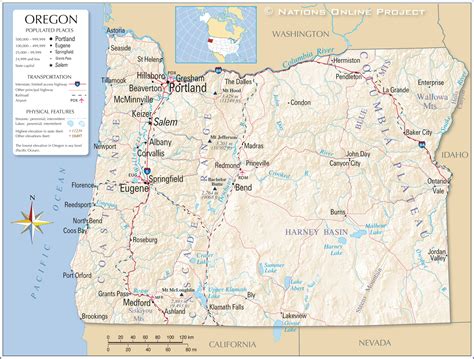 map   state  oregon usa nations  project