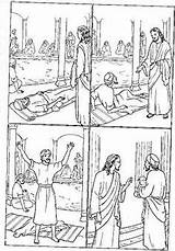 Jesus Sana Bethesda Heals Paralítico Jesús Ciego Milagro Religión Exercises Capernaum Bookmark Aburre Colouring Biblical sketch template