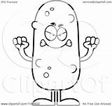 Pickle Mascot Mad Coloring Cartoon Outlined Vector Cory Thoman Clipart sketch template