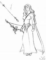 Archer Female Sketch Drawing Getdrawings Medieval sketch template