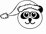 Panda Coloring Christmas Book Clipart Clip Santa Hat sketch template
