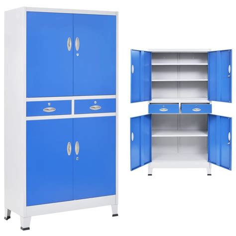 kantoorkast met  deuren xx cm metaal grijs en blauw kantoorkast opbergkast deur opslag