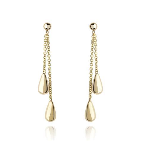 18ct Yellow Gold Pear Shape Drop Earrings Pravins Jewellers