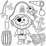 Pirate Hook Captain Vector Illustrations Coloring Beard Book Set Leg Wooden Clip Theme Other Vectors Dreamstime sketch template