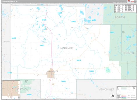 langlade county wi wall map premium style  marketmaps mapsales