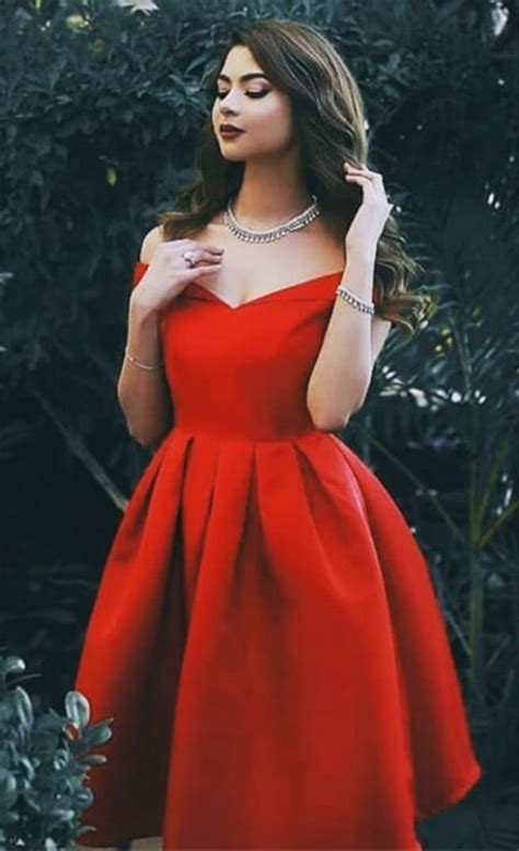 A Line Off The Shoulder Knee Length Red Homecoming Dress