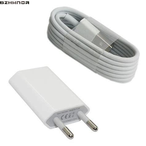 szhxnor white  eu plug ac wall home travel charger pin usb charging cable cords
